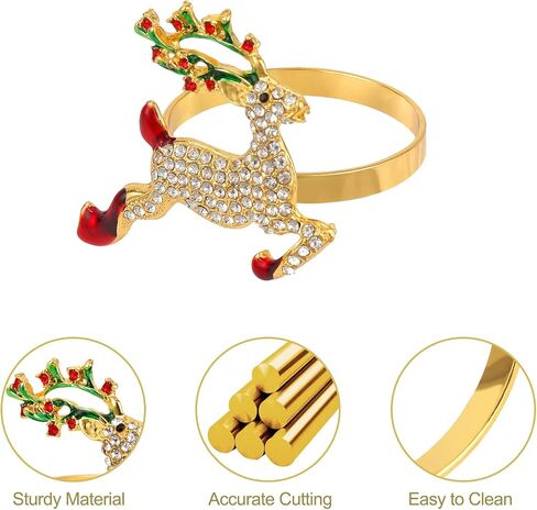 KPOSIYA Christmas Napkin Rings Set of 12, Napkin Rings Holders for Dining Table Setting - Wedding Receptions, Thanksgiving and Home Kitchen for Casual or Formal (Hun he Ring 12) in Saudi Arabia