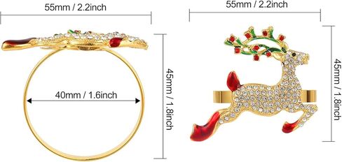 KPOSIYA Christmas Napkin Rings Set of 12, Napkin Rings Holders for Dining Table Setting - Wedding Receptions, Thanksgiving and Home Kitchen for Casual or Formal (Hun he Ring 12) in Saudi Arabia