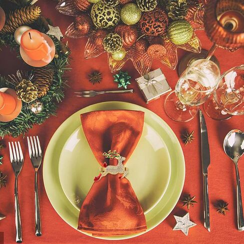KPOSIYA Christmas Napkin Rings Set of 12, Napkin Rings Holders for Dining Table Setting - Wedding Receptions, Thanksgiving and Home Kitchen for Casual or Formal (Hun he Ring 12) in Saudi Arabia