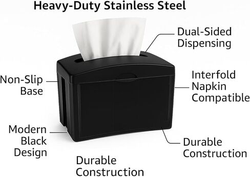 Dulce Fusion Tabletop Comercial Napkin Dispenser (Servilleteros para Restaurantes) - Stainless Steel Comercial Holder for Interfold Napkins - Dual - Sided Acces in Saudi Arabia