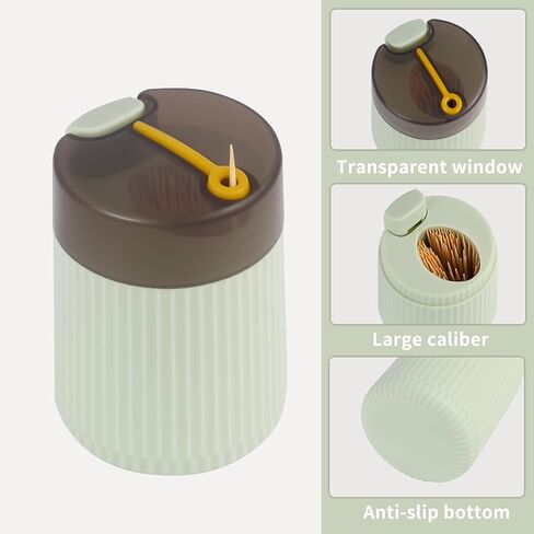 Automatic Toothpick Dispenser Holder, Plastic Toothpick Box, Release Press-type Tooth Pick Holder Dispenser, Dental Floss Box, Toothpicks Container for Home Bathroom Kitchen Storage(Green) in Saudi Arabia