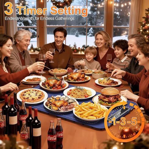 بساط تدفئة للطعام، بساط تدفئة الطعام - صينية تدفئة كهربائية من السيليكون سريعة التسخين مطورة جديدة، شاشة لمس أكبر، أقدام أعلى، بساط تدفئة قابل للطي للطعام، سخان طعام محمول، أزرق in Kuwait