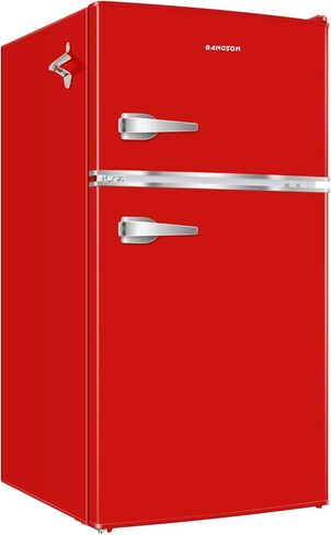 BANGSON Mini Fridge with Freezer, 3.2 Cu.Ft Small Refrigerator, 5 Settings Temperature Adjustable, Low Noise Refrigerator, 2 Door Small Fridge for Apartment, Home, Office and Dorm, Silver in Saudi Arabia