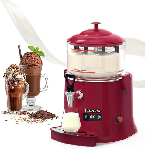 موزع المشروبات الساخنة التجاري Vtsmax 10L/2.6Gal للشوكولاتة الساخنة، 86-194 درجة فهرنهايت للتحكم الذكي في درجة الحرارة صانع المشروبات الساخنة للشوكولاتة والكاكاو والحليب والقهوة والعصير، أسود in Kuwait