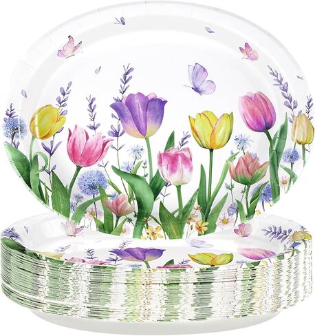 50Pcs Ocean Oval Paper Plates 10" x 12" Large Disposable Heavy Duty Blue Coastal Coral Starfish Seashell Paper Platters Beach Sea Dessert Plates for Spring Summer Lunch Dinner Birthday Party Supplies in Kuwait