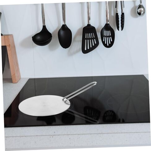 FELTECHELECTR Stainless Steel Induction Cooktop Adapter Plate 18cm Heat Diffuser Detachable Handle for Electric and Gas Stoves Cooking in Kuwait