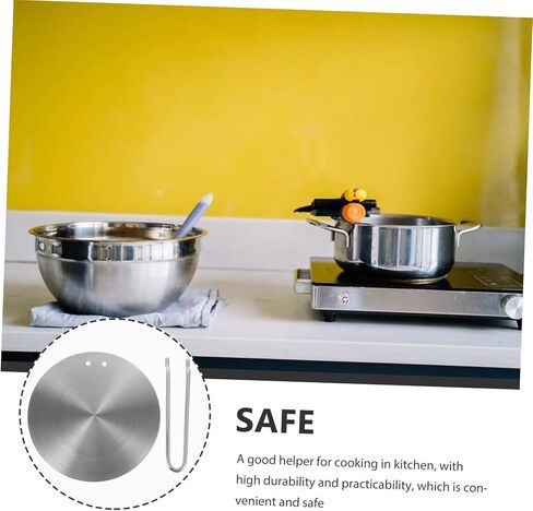 FELTECHELECTR Stainless Steel Induction Cooktop Adapter Plate 18cm Heat Diffuser Detachable Handle for Electric and Gas Stoves Cooking in Kuwait