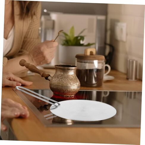 FELTECHELECTR Stainless Steel Induction Cooktop Adapter Plate 18cm Heat Diffuser Detachable Handle for Electric and Gas Stoves Cooking in Kuwait
