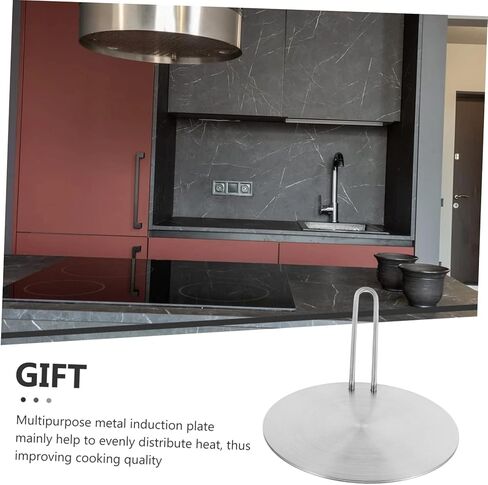 FELTECHELECTR Stainless Steel Induction Cooktop Adapter Plate 18cm Heat Diffuser Detachable Handle for Electric and Gas Stoves Cooking in Kuwait