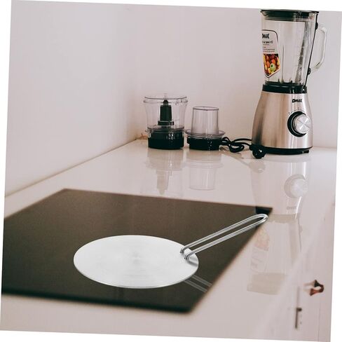 FELTECHELECTR Stainless Steel Induction Cooktop Adapter Plate 18cm Heat Diffuser Detachable Handle for Electric and Gas Stoves Cooking in Kuwait