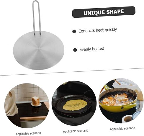 FELTECHELECTR Stainless Steel Induction Cooktop Adapter Plate 18cm Heat Diffuser Detachable Handle for Electric and Gas Stoves Cooking in Kuwait