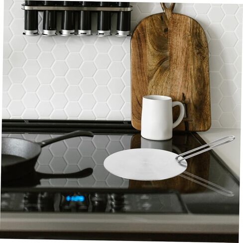 FELTECHELECTR Stainless Steel Induction Cooktop Adapter Plate 18cm Heat Diffuser Detachable Handle for Electric and Gas Stoves Cooking in Kuwait
