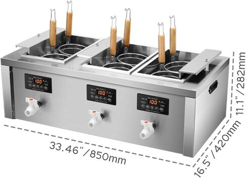 Koalalko Auto-lift Commercial Pasta Cooker with Timer, Noodle Cooking Machine with 3 Drainage,Macaroni Vegetable Dumpling Cooker,Boiler For Spaghetti Ramen,Temperature Adjustable (6 holes) in Saudi Arabia