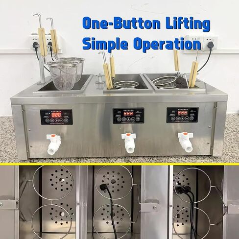 Koalalko Auto-lift Commercial Pasta Cooker with Timer, Noodle Cooking Machine with 3 Drainage,Macaroni Vegetable Dumpling Cooker,Boiler For Spaghetti Ramen,Temperature Adjustable (6 holes) in Saudi Arabia