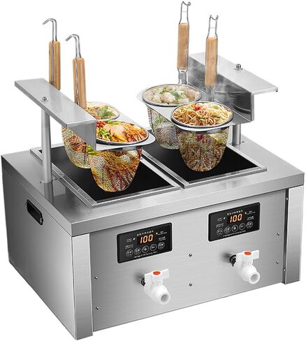 Koalalko Auto-lift Commercial Pasta Cooker with Timer, Noodle Cooking Machine with 3 Drainage,Macaroni Vegetable Dumpling Cooker,Boiler For Spaghetti Ramen,Temperature Adjustable (6 holes) in Saudi Arabia