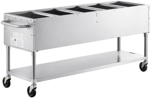 طاولة بخار خارجية 5-Pan من Glonary، بروبان سائل، ستانلس ستيل، 81 × 25 × 34 بوصة، 17500 وحدة حرارية بريطانية، مفتوحة جيدًا مع رف سفلي in Kuwait