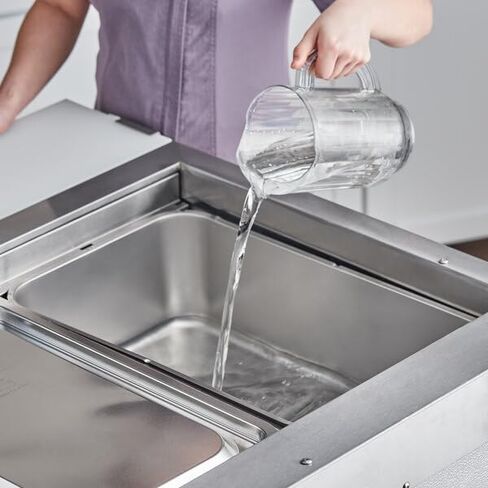 مقلاة طاولة بخار من الفولاذ المقاوم للصدأ بالحجم الكامل، 20.75 × 12.75 × 6.25 بوصة، مقاس 24، مستطيلة، آمنة للاستخدام في غسالة الأطباق، فضي in Kuwait