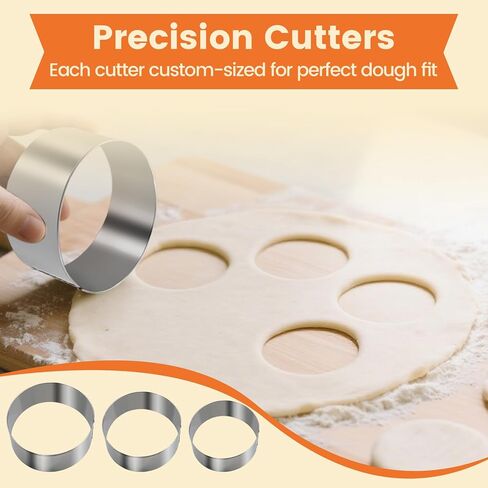 3-in-1 Stainless Steel Dumpling Maker Set - Professional Dumpling Press & Empanada Mold with Dough Cutters (3", 3.4", 3.8") | Includes Stuffing Scoop | Dishwasher Safe in Saudi Arabia