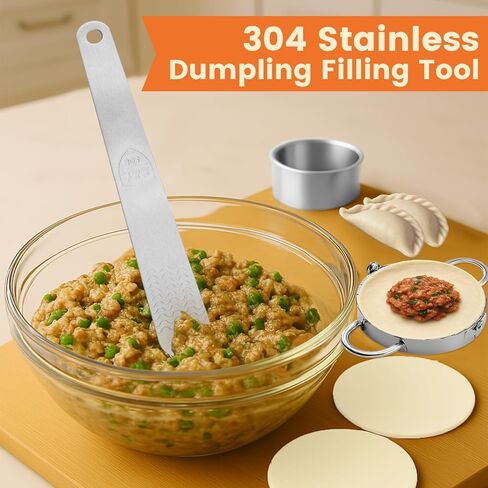 3-in-1 Stainless Steel Dumpling Maker Set - Professional Dumpling Press & Empanada Mold with Dough Cutters (3", 3.4", 3.8") | Includes Stuffing Scoop | Dishwasher Safe in Saudi Arabia