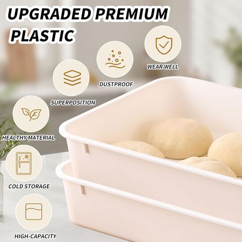 XUOHEAD 2 Pack Pizza Dough Proofing Box, Pizza Storage Container，Food Storage Containers with Lids，Pizza Pack Container Expandable，Bread Proofing Box，Stackable Commercial Quality Trays with Covers in Saudi Arabia