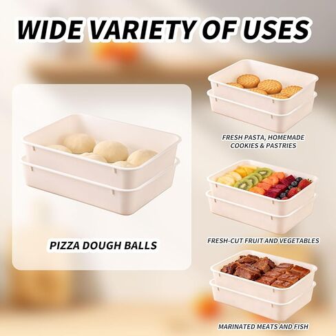 XUOHEAD 2 Pack Pizza Dough Proofing Box, Pizza Storage Container，Food Storage Containers with Lids，Pizza Pack Container Expandable，Bread Proofing Box，Stackable Commercial Quality Trays with Covers in Saudi Arabia