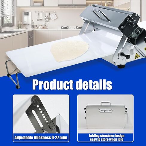قطاعة عجين قابلة للطي (12 بوصة)، ماكينة عجين يدوية، ماكينة عجين يدوية، سمك طبقة قابل للتعديل، ماكينة عجين من الفولاذ المقاوم للصدأ، سمك قابل للتعديل 0-27 مم، (لوحة لف واحدة) in Kuwait