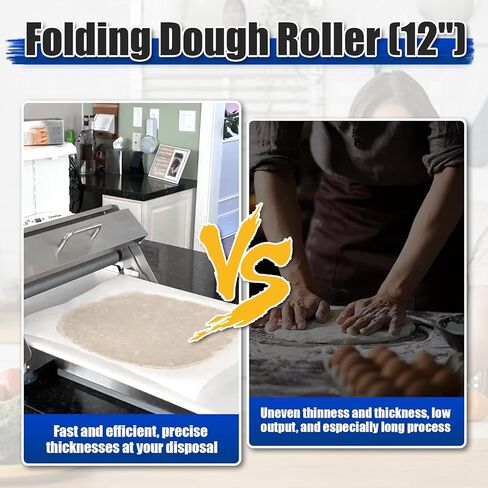 قطاعة عجين قابلة للطي (12 بوصة)، ماكينة عجين يدوية، ماكينة عجين يدوية، سمك طبقة قابل للتعديل، ماكينة عجين من الفولاذ المقاوم للصدأ، سمك قابل للتعديل 0-27 مم، (لوحة لف واحدة) in Kuwait