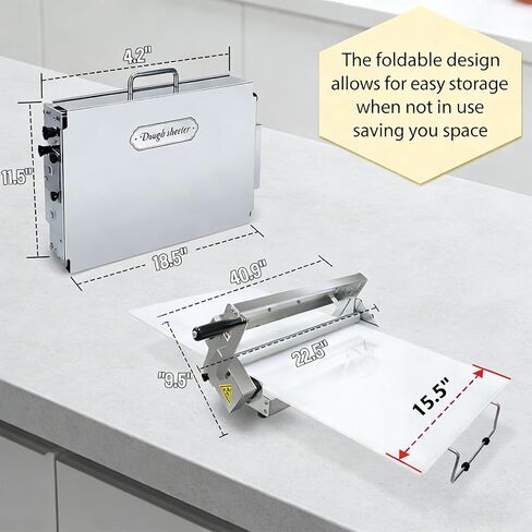 40.9''x15.5" Folding Dough Sheeter,Manual Stainless Steel Dough Machine,dough sheeter machine for home,(ith Sheeter Board) Thickness Adjustable，Suitable for home and commercial use in Saudi Arabia