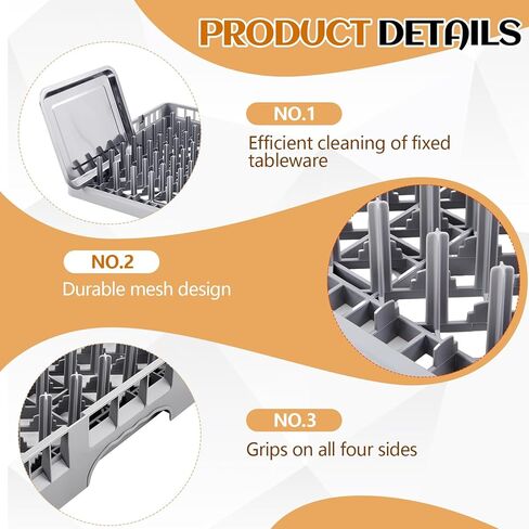 1 Pack Commercial Dishwasher Tray Rack Polypropylene Full Size Flatware Rack for Bowls Plates Knives Forks Cups (Peg Dish,Gray) in Saudi Arabia