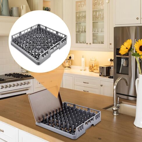 1 Pack Commercial Dishwasher Tray Rack Polypropylene Full Size Flatware Rack for Bowls Plates Knives Forks Cups (Peg Dish,Gray) in Saudi Arabia