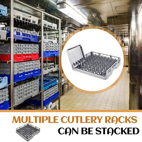 1 Pack Commercial Dishwasher Tray Rack Polypropylene Full Size Flatware Rack for Bowls Plates Knives Forks Cups (Peg Dish,Gray) in Saudi Arabia