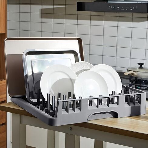 1 Pack Commercial Dishwasher Tray Rack Polypropylene Full Size Flatware Rack for Bowls Plates Knives Forks Cups (Peg Dish,Gray) in Saudi Arabia