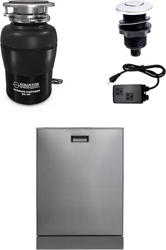 غسالة أطباق اكويتور 24 بوصة، 15 مكان، هادئة 110 فولت إي ستار ADA+3/4 حصان، جهاز التخلص من القمامة in Kuwait