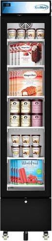 KoolMore 17 in. Slim Commercial Merchandiser Freezer with Manual Defrost, 6.5 Cu. Ft. Capacity, ETL Listed in Black (KM-MDF-17S) in Saudi Arabia