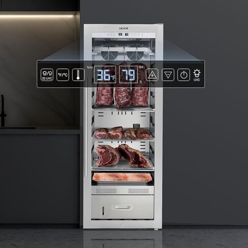 VEVOR 232 LBS Dry Aging Fridge for Steaks, Dry Ager Refrigerator for Meat with Precise Temperature & Humidity Control, Freestanding Beef Aging Machine Refrigerator, Himalayan Salt Not Included in Saudi Arabia