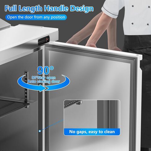 ثلاجة طاولة إعداد سلطة الساندويتش التجارية مقاس 29 بوصة من روكيتش، 7.6 قدم مكعب، باب واحد من الفولاذ المقاوم للصدأ معدات تبريد المطبخ التجاري مع 8 مقالي للمطعم، البار، المتجر، إلخ. in Kuwait