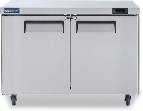 ICECASA 48" W Commercial Refrigerator Worktop Undercounter Refrigerator 2 Door Stainless Steel Counter Fan Cooling Refrigerator 13 Cu.ft for Restaurant, Bar, Shop, etc in Saudi Arabia