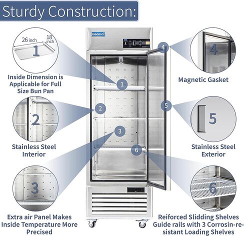 ICECASA 54" W Commercial Refrigerator Reach-in 49 Cu.ft 2 Solid Door Stainless Steel Commercial Refrigerator Fan Cooling for Restuarant, Bar, Shop, etc in Saudi Arabia