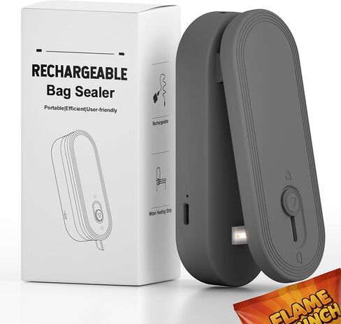 Mini Bag Sealer with Cutter and Magnet, 1800mAh Rechargeable Bag Resealer Handheld, Portable Heat Sealer for Heavy-Duty Plastic Snack & Chip Bags, Upgraded, Gift for Women, Food Saver, Kitchen Storage in Saudi Arabia