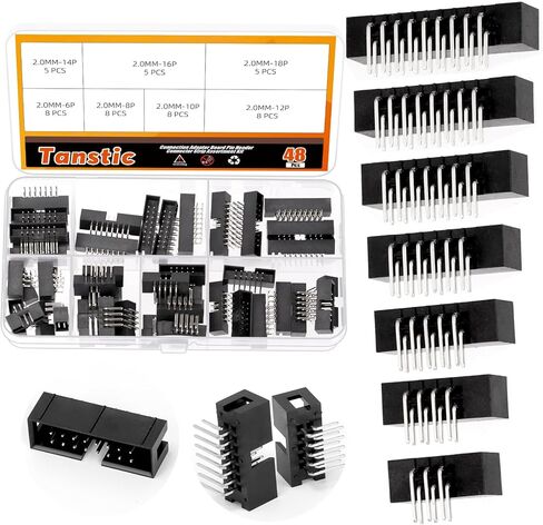Tanstic 50Pcs 2.54 mm Pitch 6-18 Pin Box Header, Double Row Box Header Connector Right Angle PCB Header IDC Male Socket for PCB Board in Saudi Arabia