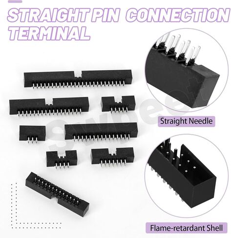 Swpeet 70Pcs 2.0 mm Pitch 6 8 10 12 14 16 18 Pin DIP IC Sockets Adaptor Assortment Kit, DIP IC Connector, Box Header Connector, Double Row Straight Pin Header for PCB Board in Saudi Arabia