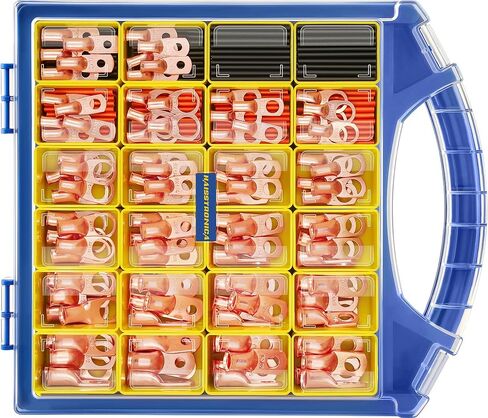 haisstronica 220PCS Battery Cable Ends Kit,110PCS AWG 8 6 4 2 1 Heavy Duty Copper Wire Lugs Ring Terminals,Battery Cable Lugs Eyelets Terminal Connectors with 110PCS 3:1 Heat Shrink Tubing in Saudi Arabia