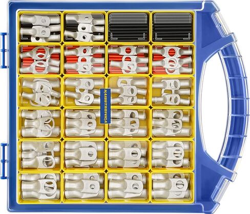 haisstronica 220PCS Battery Cable Ends Kit,110PCS AWG 8 6 4 2 1 Heavy Duty Copper Wire Lugs Ring Terminals,Battery Cable Lugs Eyelets Terminal Connectors with 110PCS 3:1 Heat Shrink Tubing in Saudi Arabia
