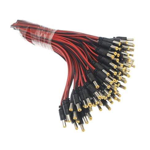 fengpeng 100Pcs 5.5x2.1mm DC Female Power Cable 12V Plug Wire Adapter Connector Jack for CCTV Camera .5 * 2.1(DC Male) in Kuwait