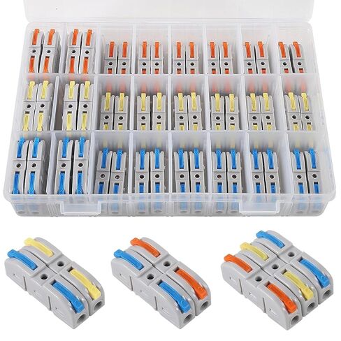 Lever Wire Connectors, 60pcs Quick Connect Electrical Splicing Kit for Compact Inline Terminals - 28-12 AWG, 1 in 1 Out SPL-1 20pcs Each in 3 Colors in Saudi Arabia
