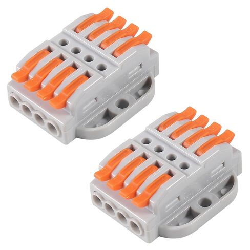 2pcs Lever Wire Connectors, Wire Splicing 20 Conductor Connectors for Circuit Inline 28-12 AWG (4 in 4 Out) in Saudi Arabia