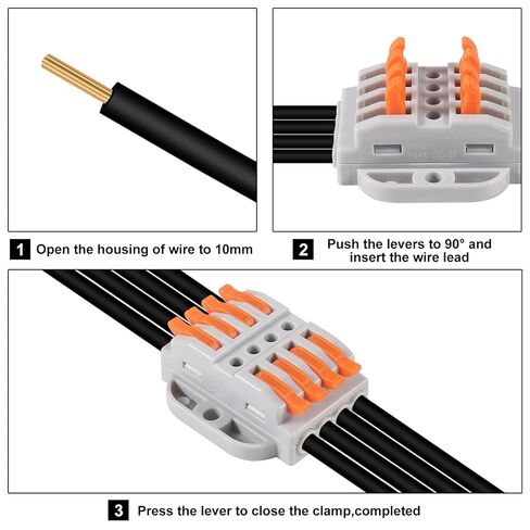 2pcs Lever Wire Connectors, Wire Splicing 20 Conductor Connectors for Circuit Inline 28-12 AWG (4 in 4 Out) in Saudi Arabia