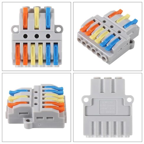 10pcs Lever Wire Connectors - 3 in 6 Out Quick Electrical Lever Nuts, Push-in Conductor Terminal Block AWG 28-12 in Saudi Arabia