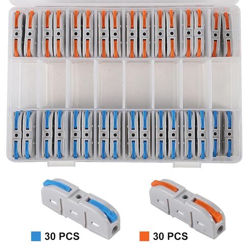 60pcs Lever Wire Connectors Quick Connect Electrical Splicing Kit for Compact Inline Terminals - 28-12 AWG, 1 in 1 Out in Saudi Arabia