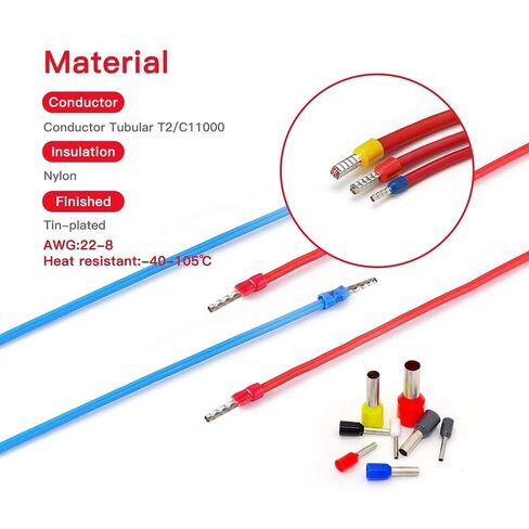 200pcs Assorted Wire Ferrules Terminals Kit AWG 22-10 Insulated Copper Crimp Connectors for Industrial and Power Control Systems in Saudi Arabia